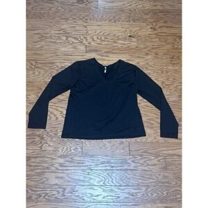 White Stag Women's Black Long Sleeve V-Neck Stretch Top Shirt, Size 12/14